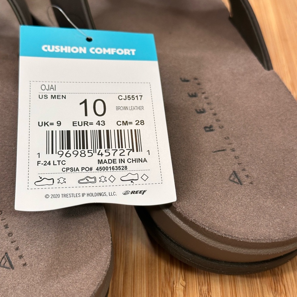 Men’s Sandals REEF OJAI THONGS - BROWN LEATHER Size 10 NWT Flip Flops - Picture 12 of 16